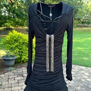 Dramatic black Body Language Paris sexy size medium party dress!